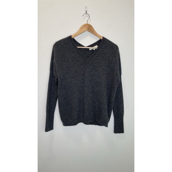 Lark & Ro 100% Cashmere Sweater Womens Small Gray Deep V Neck Soft Knit Ladies - Picture 1 of 7